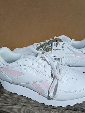 Reebok Women’s White & Light Pink Classic Run Sneakers
